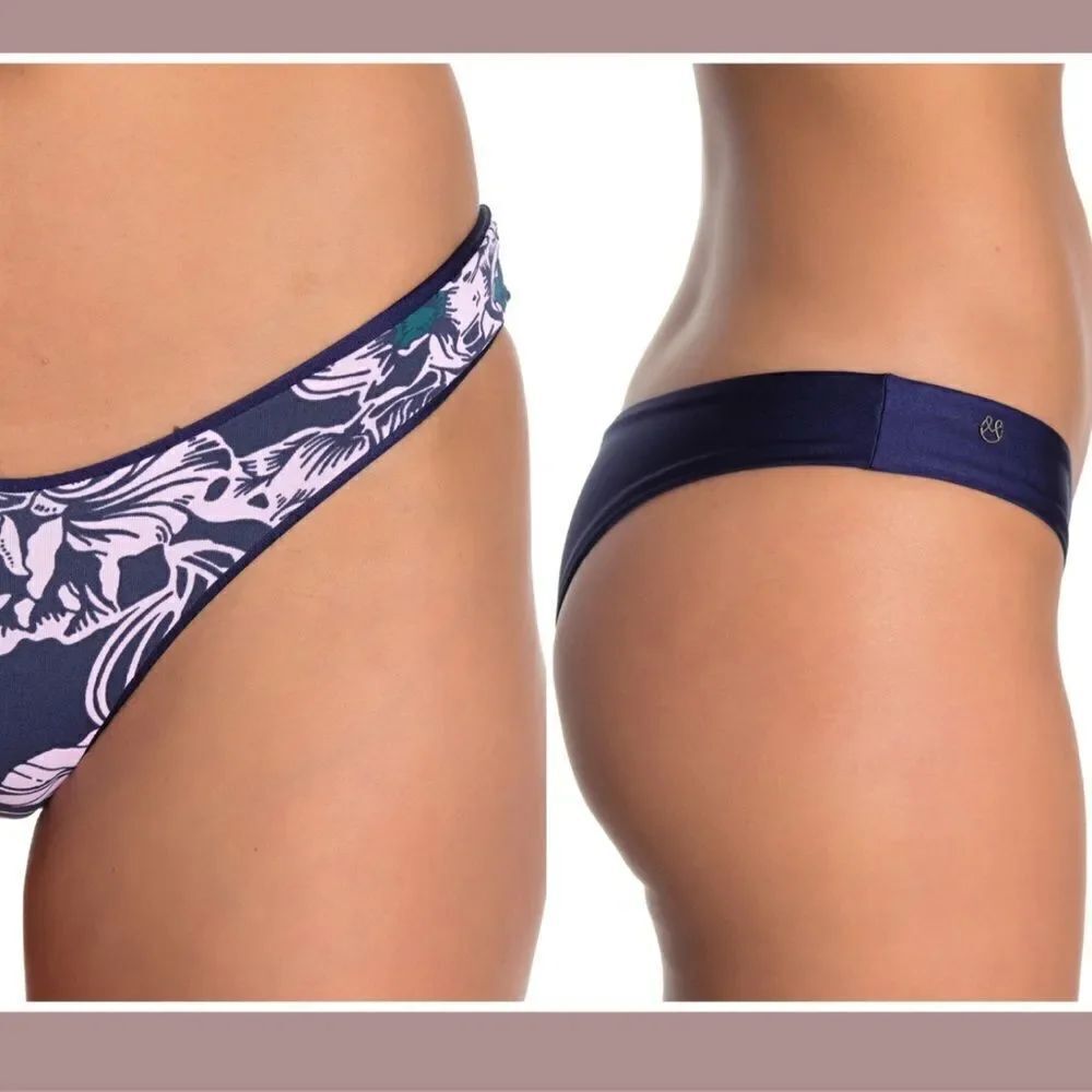 NWT Maaji Blue Depth Cascade Reversible Bikini Bottoms Large